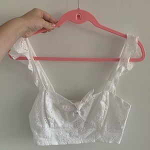 BB Dakota White Floral Crop Top